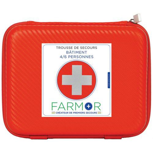 Building first-aid kit for 6 people, polyurethane, orange - FARMOR