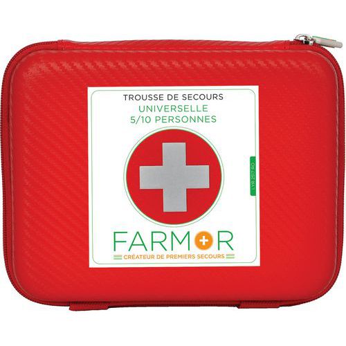 First-aid kit for ten people, red polyurethane - FARMOR