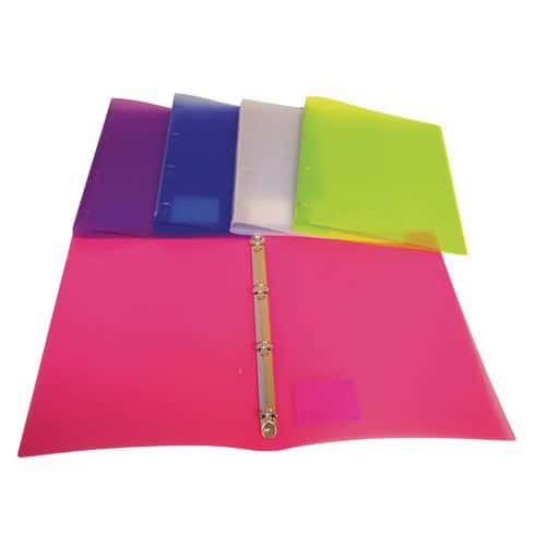 4-ring A4 binder - Clear polypropylene - Assorted colours - Set of 25