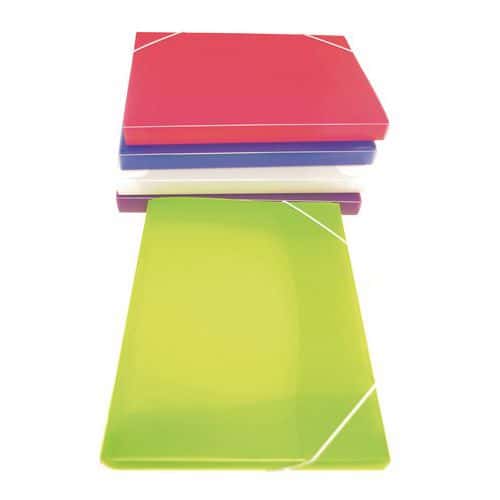 High-capacity elasticated folder with 3 flaps - Assorted colours - Set of 5