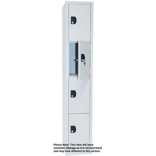 Used 4 Compartment Locker - Grey/Grey - Width 300mm