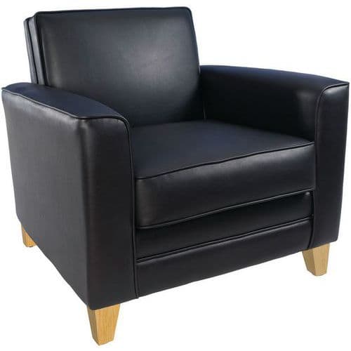 Low-Backed Square Leather Armchair - Black - Reception Chairs - Teknik