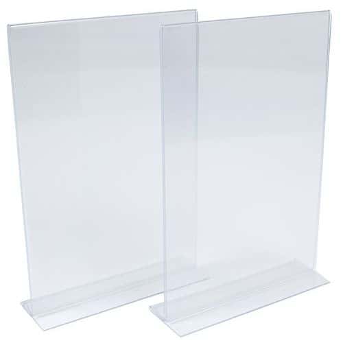 Straight T-shaped transparent table display stand - Manutan Expert