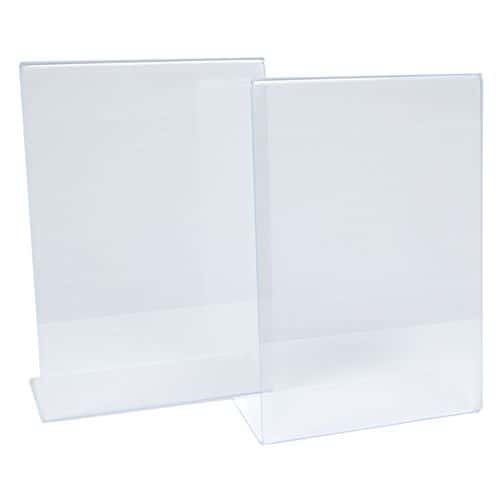 Tilted L-shaped transparent table display stand - Manutan Expert