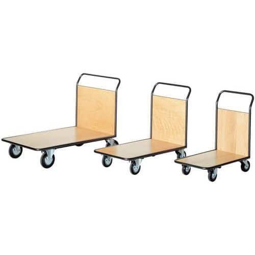 Steel trolley - 1 fixed back panel - Capacity 200 kg to 500 kg