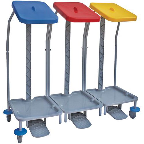 Mobile Laundry/Linen Pedal Carts - 3 Pack - 70 Litre Capacity - Manutan Expert