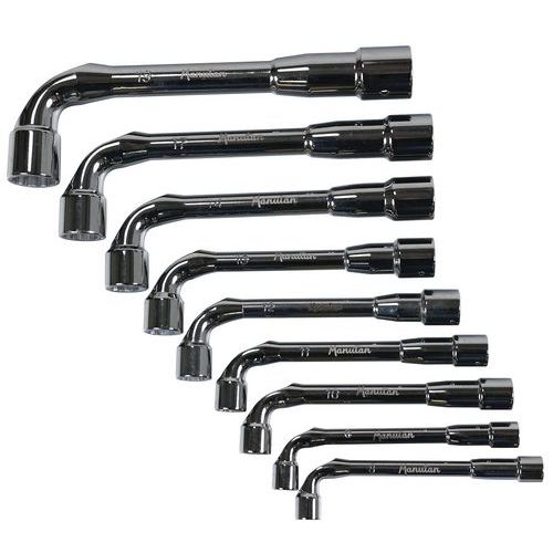 Set of nine 6 x 12-point angled socket wrenches - Manutan Expert
