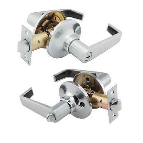 Touchpoint Hotel Door Lever Set - Bathroom - Satin Chrome