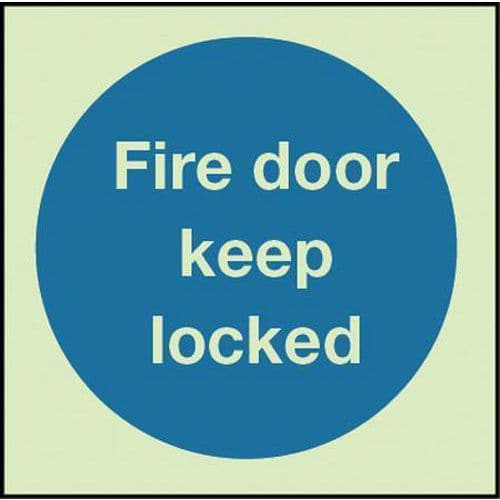 Fire Door Keep Locked - Photoluminescent Sign