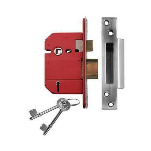 Union Strongbolt BS3621:2007 5 Lever Sashlock - 65mm Case - 44mm Backset - Satin Stainless