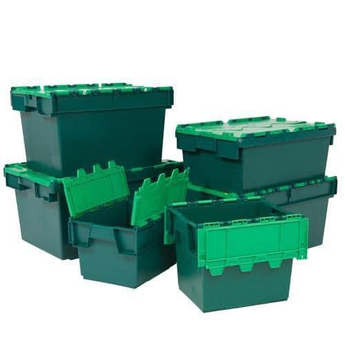 Tote Box With Attached Lid Green