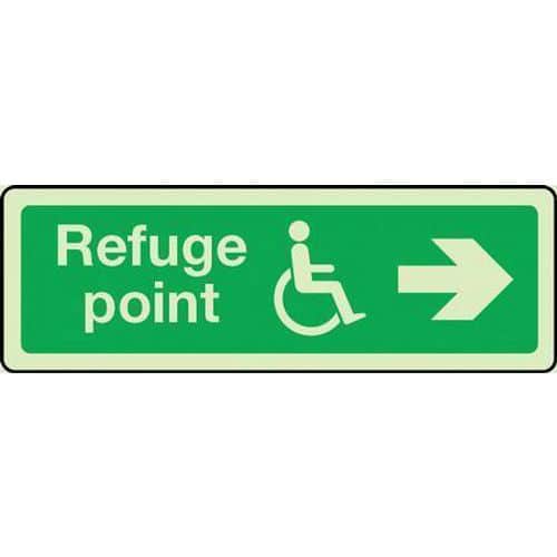 Disabled Refuge Point Photoluminescent Sign - Arrow Right