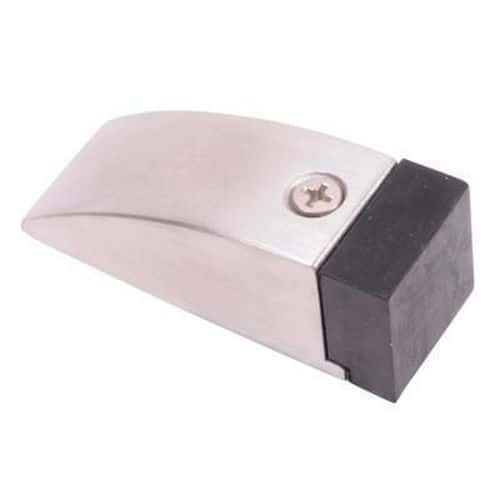 Wedge Floor Mounted Door Stop - 76mm - Satin Stainless