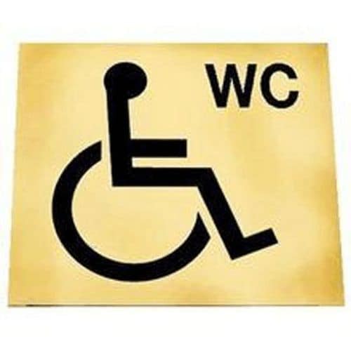 Disabled WC Toilet Signs - Gold/Black or Silver/Black