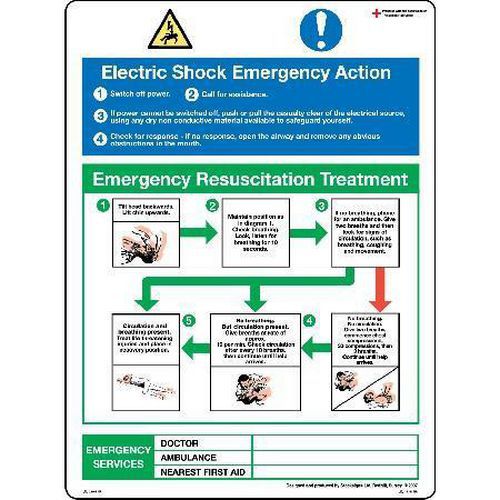 Electric Shock Emergency Action Poster