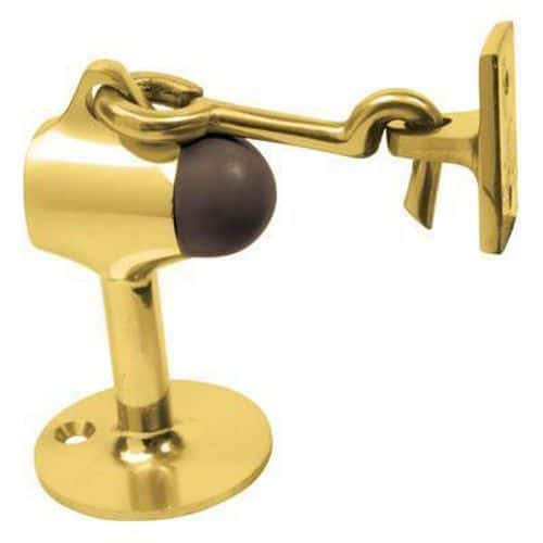 Vertical Door Stop/Holder - 90 x 51mm - Polished Brass