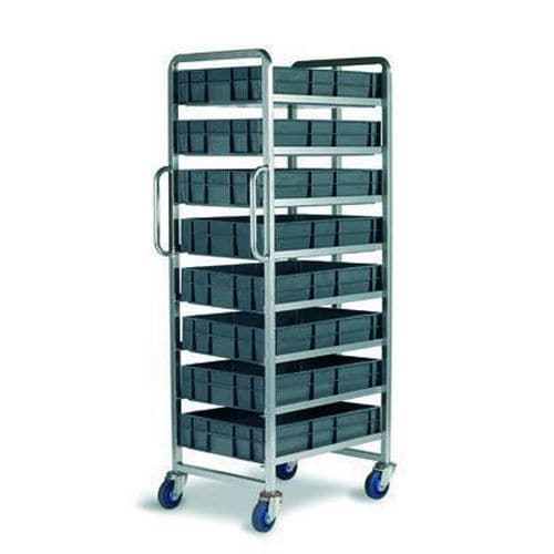 Euro Container Trolley - 250kg Capacity - 8 Shelf With 8 Containers