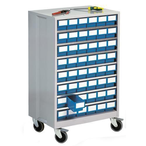 High Density Mobile Storage Cabinets with 48 Shelf Bins - Organized