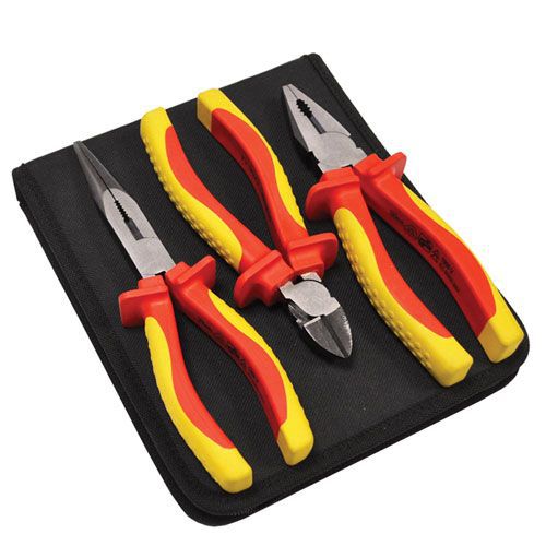 3 Piece VDE Plier Set with Pouch