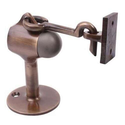 Vertical Door Stop/Holder - 90 x 51mm - Antique Brass
