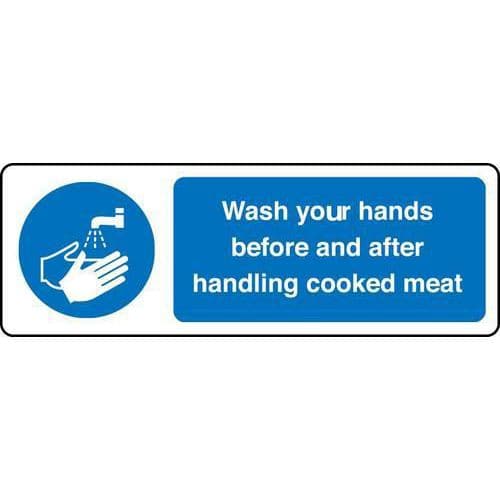 Wash Your Hands Handling Cooked Meat - Sign