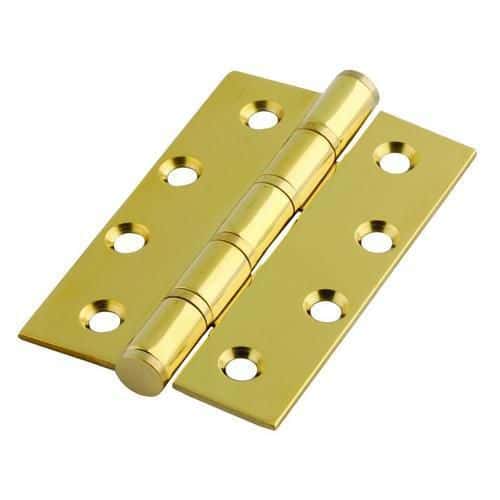 Stainless Steel Washered Hinge - 100 x 66 x 2.5mm - Brass Plated