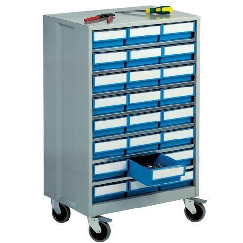 High Density Mobile Storage Cabinets with 24 Shelf Bins - Organized