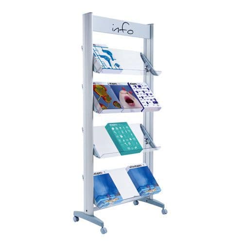 Aluminium and Plexiglass 4 Shelf Mobile Display