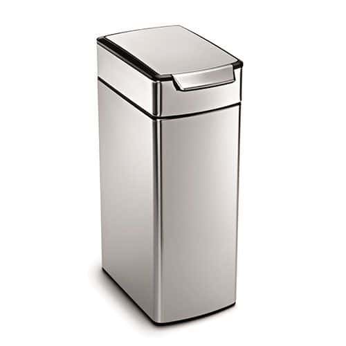 Brushed Steel Slim Touch Bar Bin- 40 L