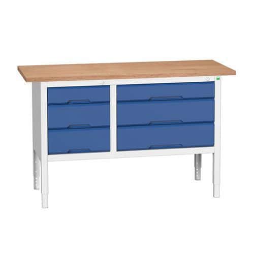 Bott Verso Adjustable Workbench With 6 Drawers 830-930x1500x600mm