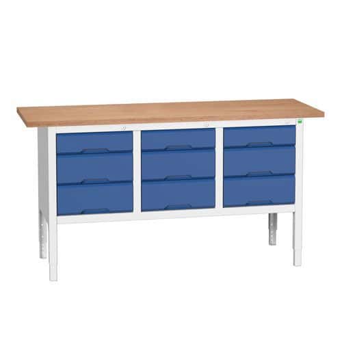 Bott Verso Adjustable Workbench With 3 Drawer Units 830-930x1750x600mm