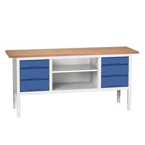 Bott Verso Adjustable Workbench Drawers & Shelves 830-930x2000x600mm