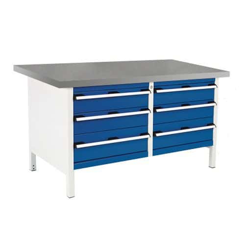 Bott Cubio Heavy Duty Workbench With Lino Worktop & Drawers HxWxD 840x1500x750mm