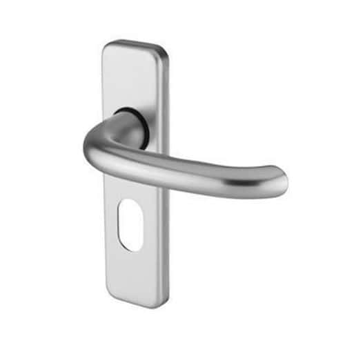 Altro Strasbourg Door Handle - Oval Lock Set - Satin Aluminium