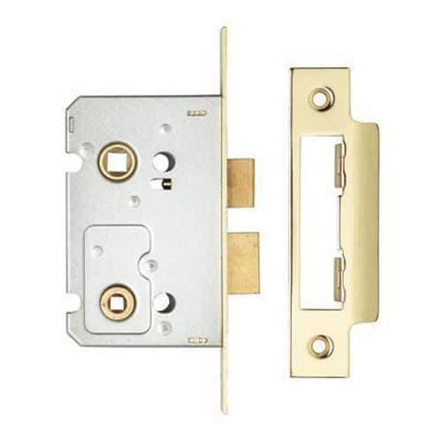 Bathroom Lock - 65mm Case - 44mm Backset - Electro Brass