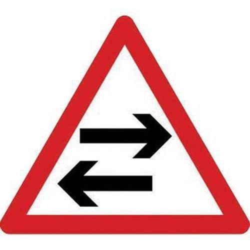 Two Way Traffic Crosses One Way Road - Class 2 Sign