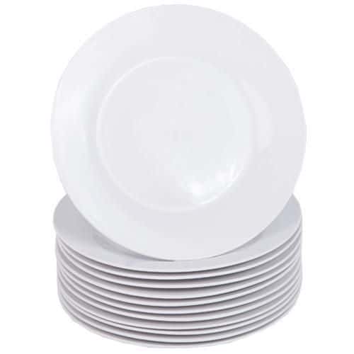 Set of 12 White Dinner Plates - 25.5cm Diameter - Catering/Kitchenwear