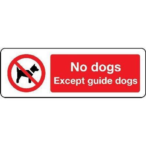 No dogs Except guide dogs Sign