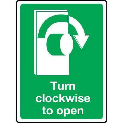 Turn Clockwise To Open - Sign