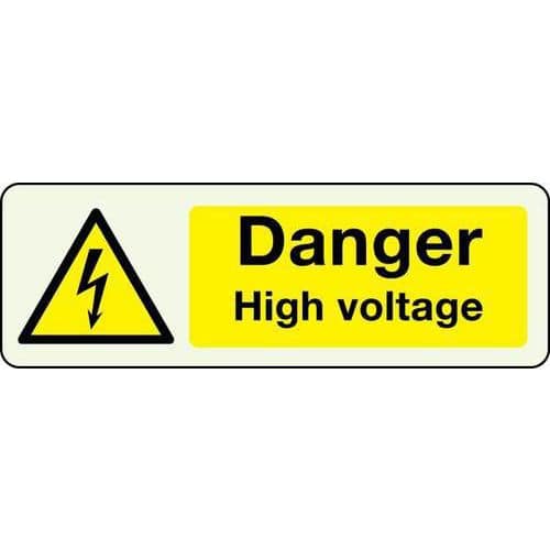 Danger High Voltage - Photoluminescent Sign