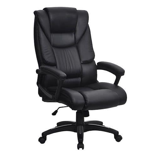 high back black leather office chair