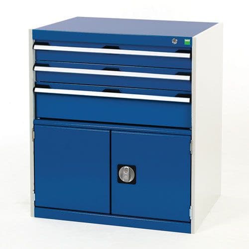 Bott Cubio Combi Cabinet Perfo Doors 1 Shelf And 3 Drawers 900x800x650