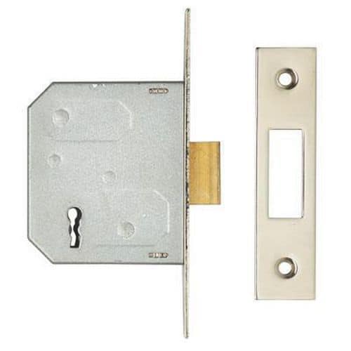 Project 3 Lever Deadlock - 63mm Case - 44mm Backset - Nickel Plated