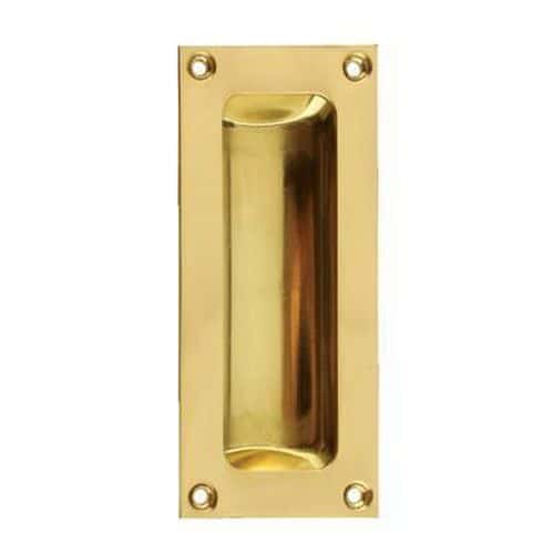 Rectangular Flush Aluminium Door Pull - 102 x 45mm - Polished Brass