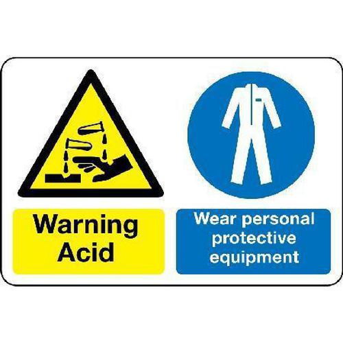 Warning Acid - Wear Personal Protective Equipment - Sign