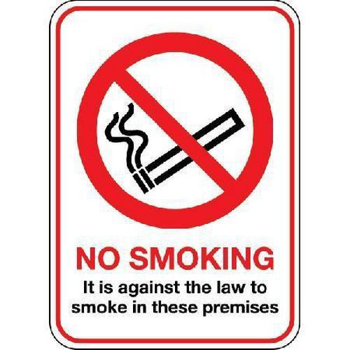 It is against the law to smoke on these premises Sign