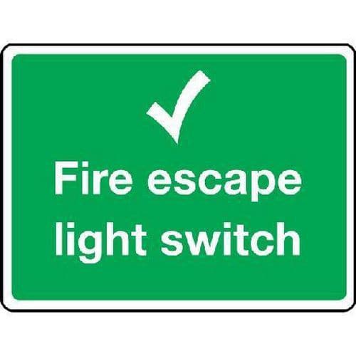 Fire escape light switch Sign