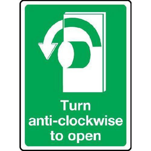 Turn Anti-clockwise To Open - Sign