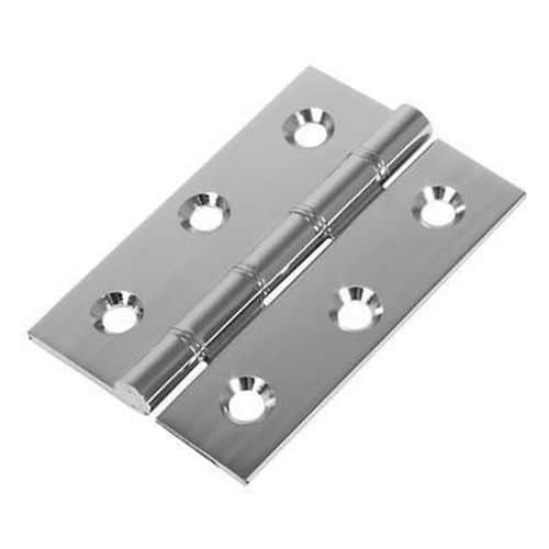 Double Phosphor Bronze Washered Hinge - 75 x 50 x 2.5mm - Polished Chrome