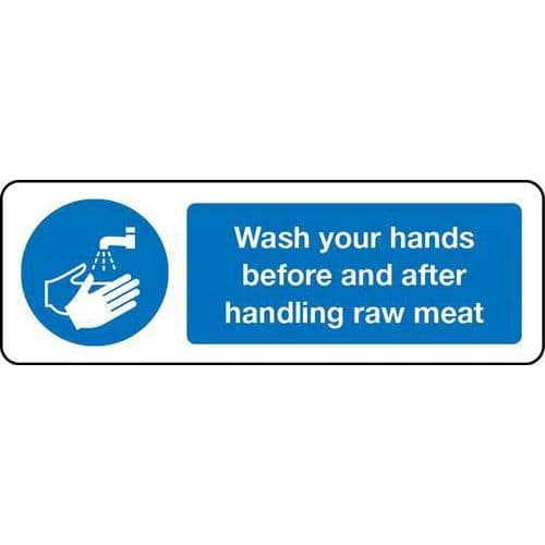 Wash Your Hands Handling Raw Meat - Sign
